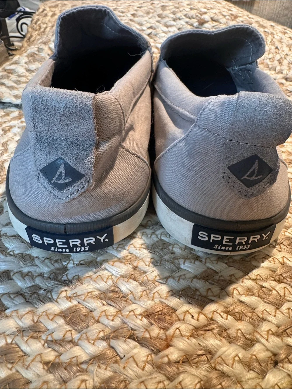 Sperry Men's Light Gray Canvas Slip-On Boat Shoes